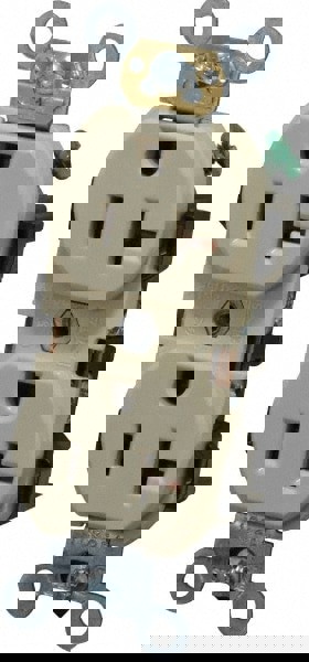 Straight Blade Duplex Receptacle: NEMA 5-20R, 20 Amps, Self-Grounding